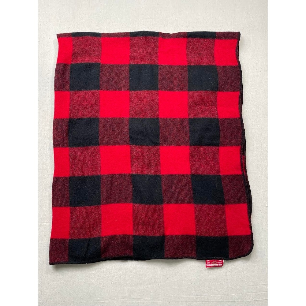 Marlboro Country Store Throw Blanket Red Black Buffalo Plaid Wool Cabin Decor